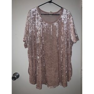 Baby pink crushed velvet top
